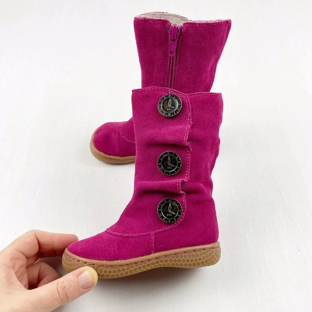 Livie & Luca Tiempo Boots in Fuchsia Suede 4 Infant